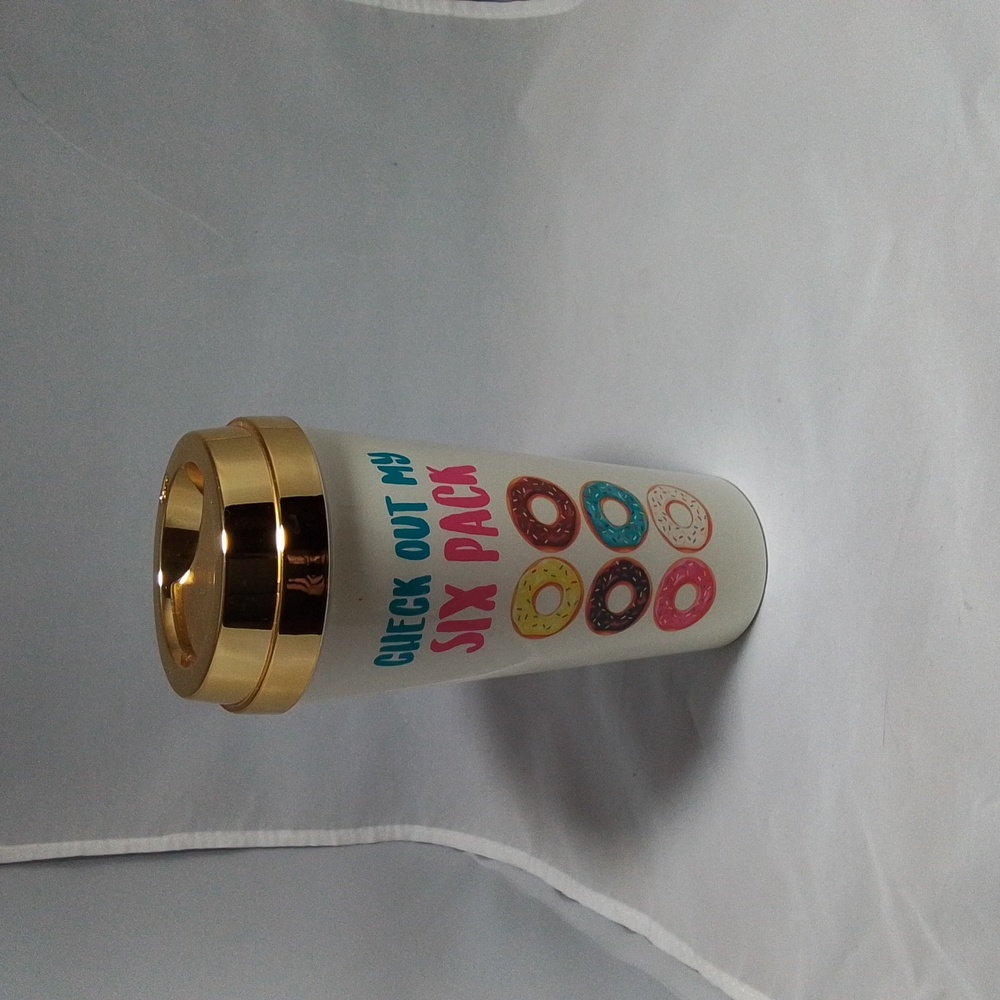 Donut Plastic Tumbler With Gold Lid